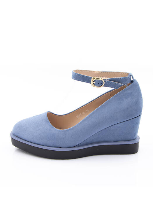 Туфлі жіночі блакитні екозамша каблук стійкий демісезон від виробника 5M