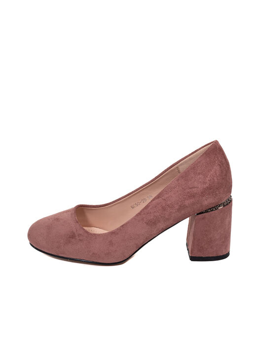 Туфлі жіночі рожеві екозамша каблук стійкий демісезон DM