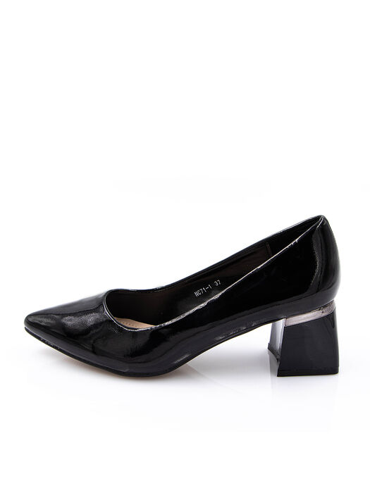 Туфли женские черные экокожа лакированная каблук устойчивый демисезон от производителя 1M