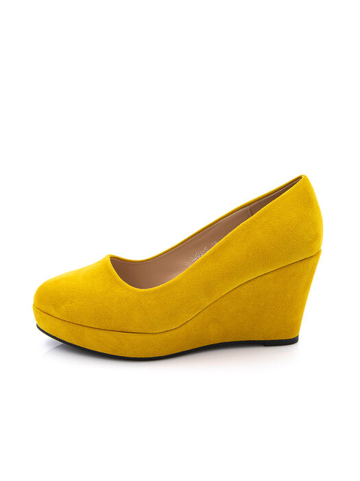 Туфлі жіночі жовті екозамша каблук стійкий демісезон від виробника 5M