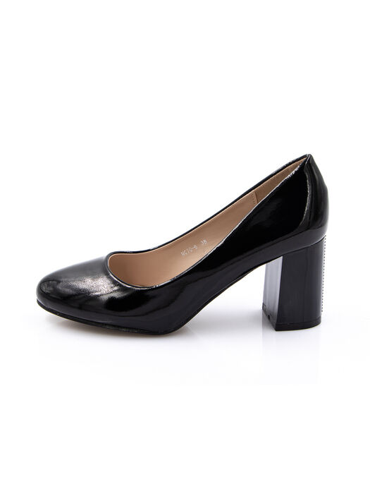 Туфли женские черные экокожа лакированная каблук устойчивый демисезон от производителя 6M