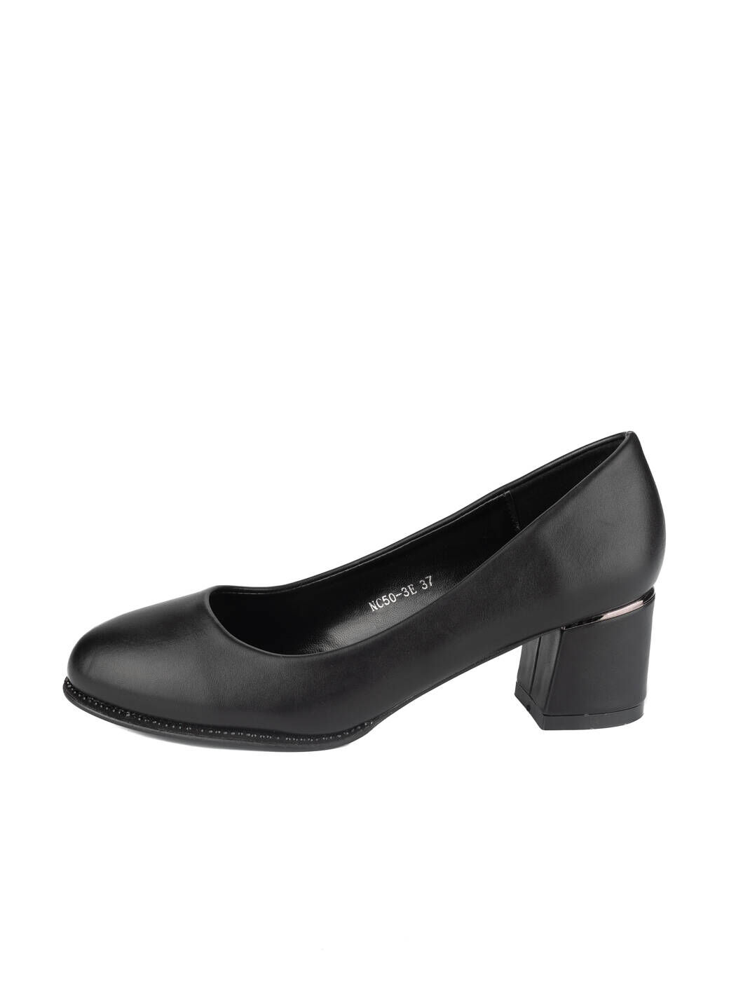 Туфли женские черные экокожа каблук устойчивый демисезон EM