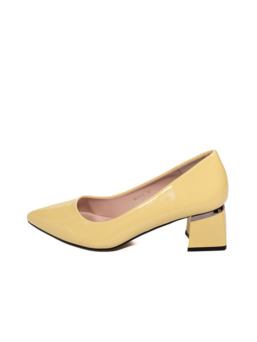 Туфлі жіночі жовті екошкіра лакована каблук стійкий демісезон від виробника 5M